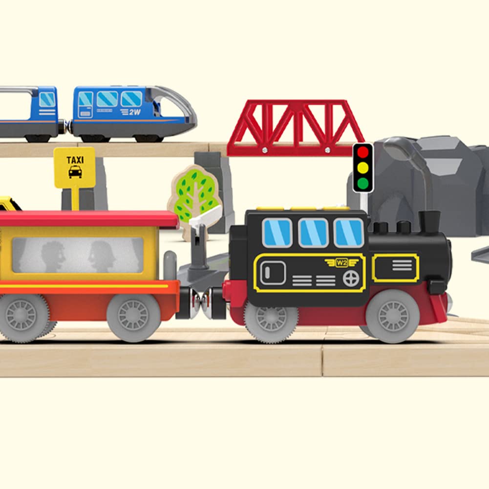 TOPLIVING Деревянные аксессуары для железной дороги Локомотив на батарейках с магнитной сцепкой Совместим с Thomas, Brio и Chuggington