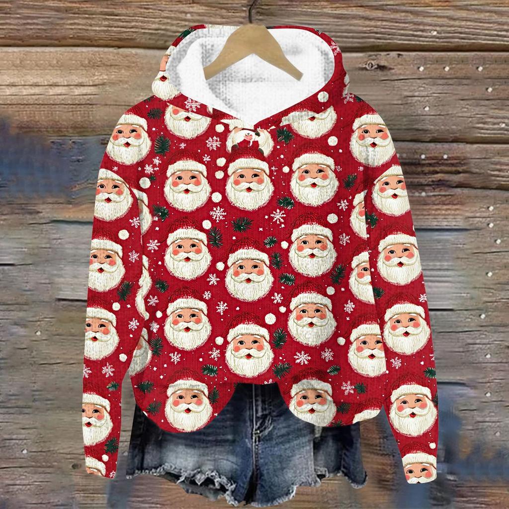 Женская мода повседневная вязанная кофта с длинным рукавом и рождественским принтом