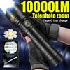 Сверхмощный фонарь 10000 лм, перезаряжаемый через USB, мощностью 30 Вт, самый мощный светодиодный фонарь дальнего действия, с зумом, для кемпинга и отдыха на природе.