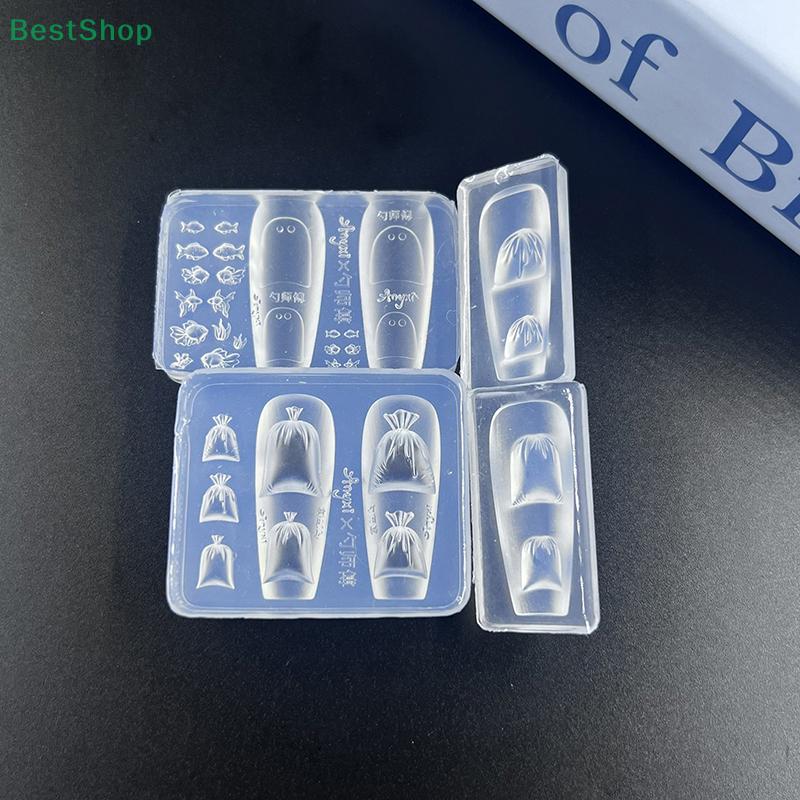3D Relief Goldfish Water Bag Silicone Nail Art Mold DIY Nail Decoration Transparent Manicure Template