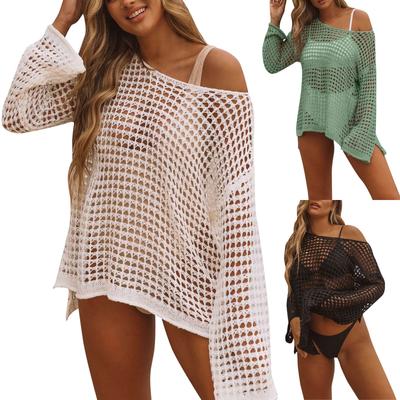 Новый топ бикини с сетчатым ажурным вязаным купальником Пляжная вязка