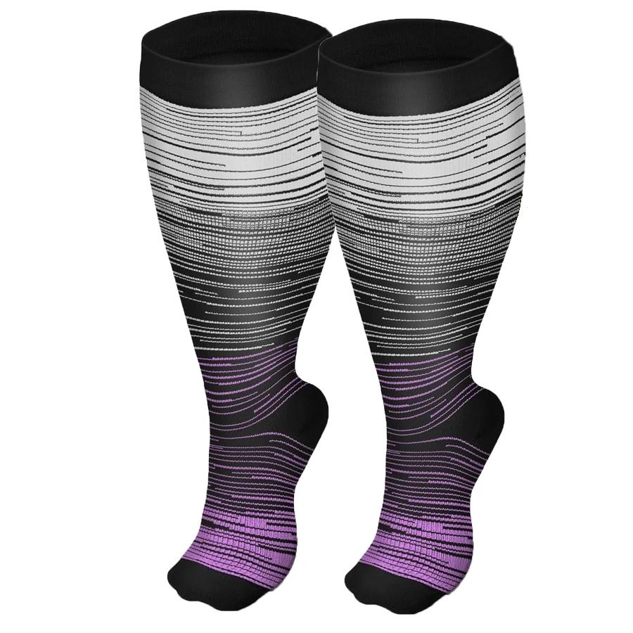 1/3 Pairs Plus Size Compression Socks For Women Wide Calf Knee High Support For Running Athletic Fit Cycling