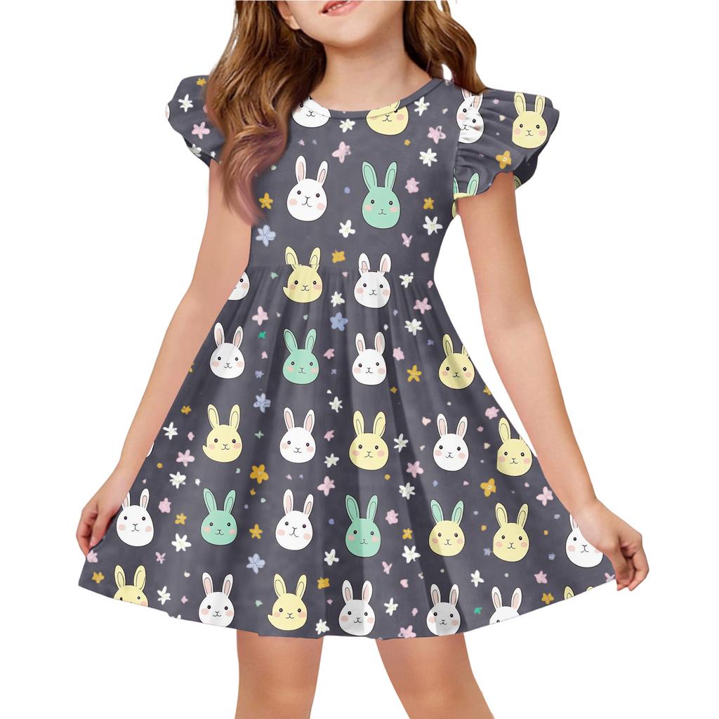 Детское модное повседневное платье с рукавами-крылышками