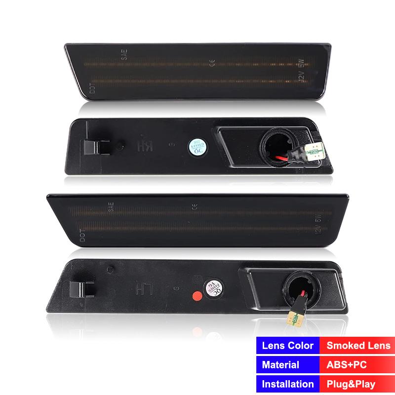 For Dodge Challenger 2008-2014 Clear & Smoked Lens LED Side Marker Lights Dual Row Amber Front Red Rear Side Fender Reflector