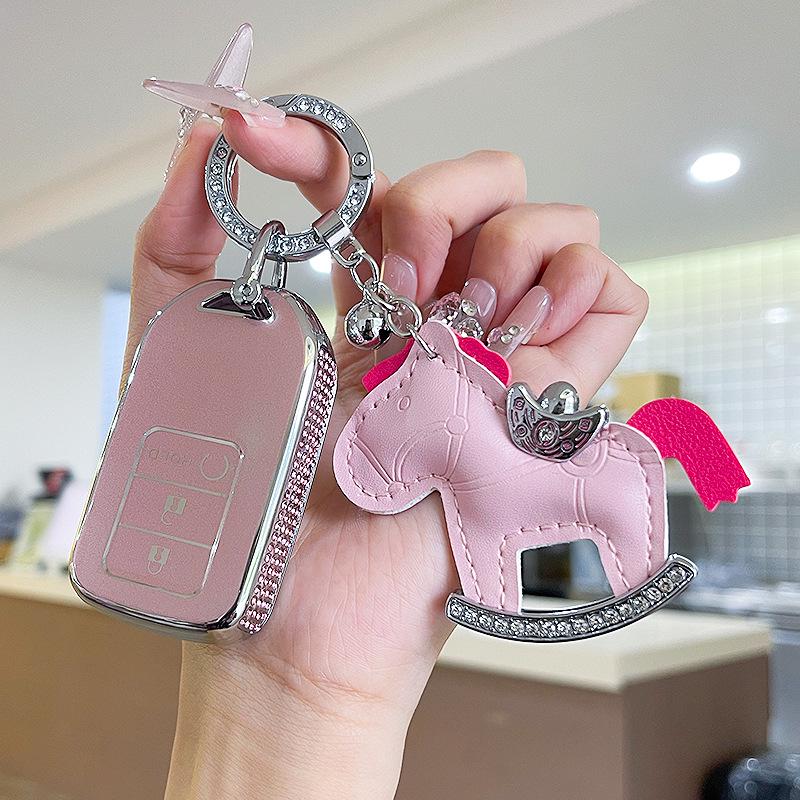 Premium Women's Car Key Case for Honda Accord, Civic, CR-V, Fit, Odyssey, Vezel, Lingpai, and XR-V