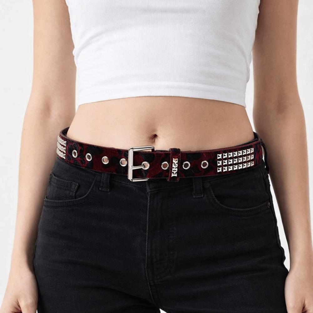 Fur Punk Rivet Belt Buckle Y2K Belt Fashion Gothic Waistband  Jeans Accessories