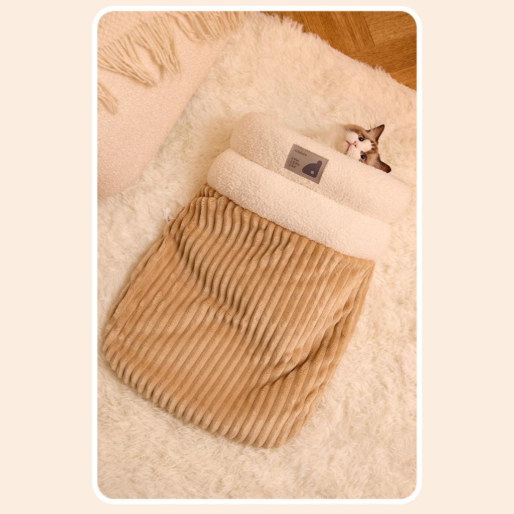 Зимняя кровать для котят, толстый флис, мягкий, удобный сон для маленьких домашних кроликов, зимняя кровать для сна в помещении, карманное гнездо