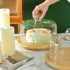 Cake Dome Rotating Stand Display Server Tray Salad Serving Platter Glass Transparent Cover