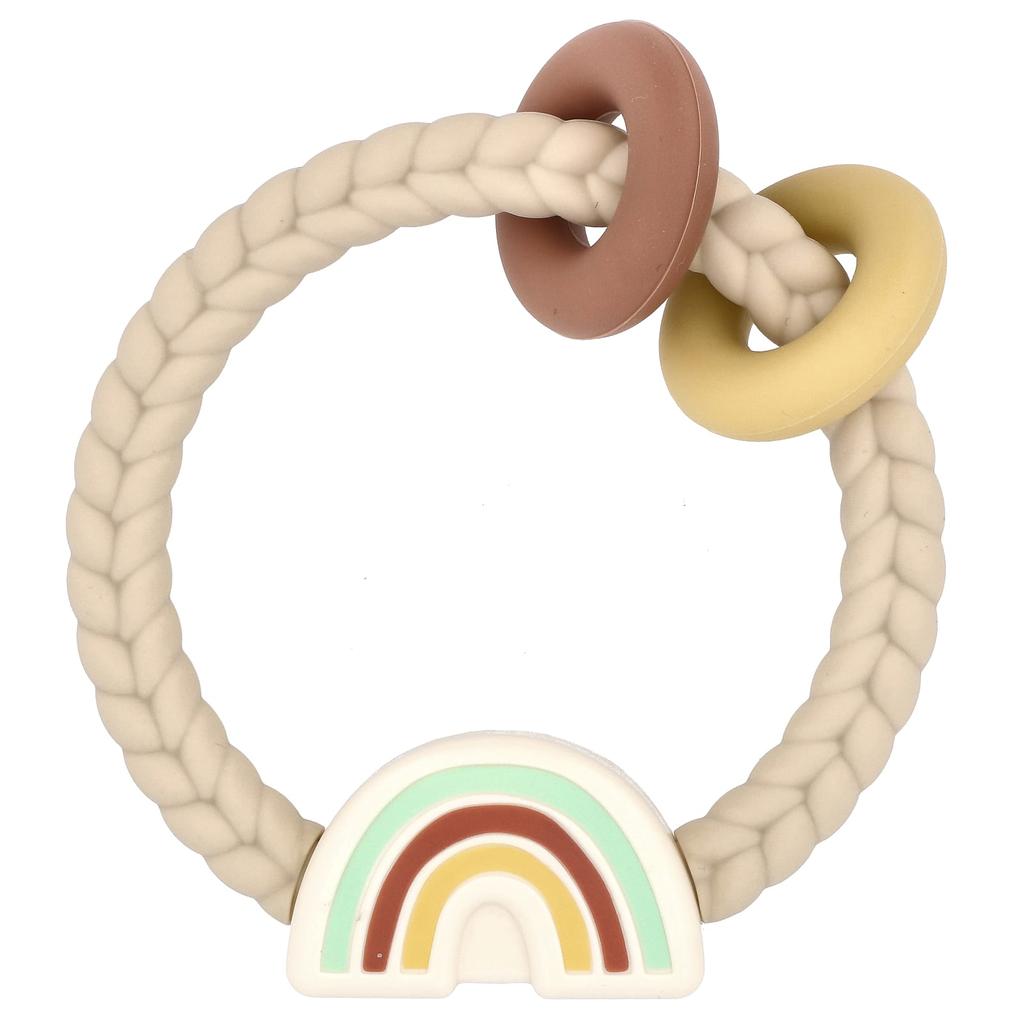 itzy ritzy Ritzy Rattle, Rattle Teether Made of Silicone, 3 Months or More, Neutral Rainbow, 1 Piece