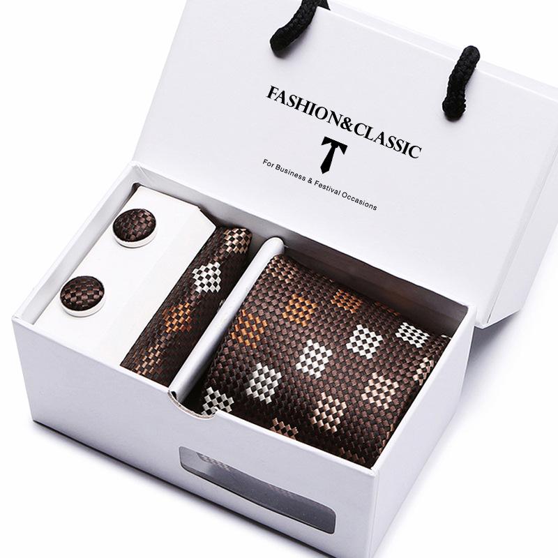 Мужской галстук в подарочной коробке, набор из 5 предметов, групповой галстук, деловой, свадебный галстук