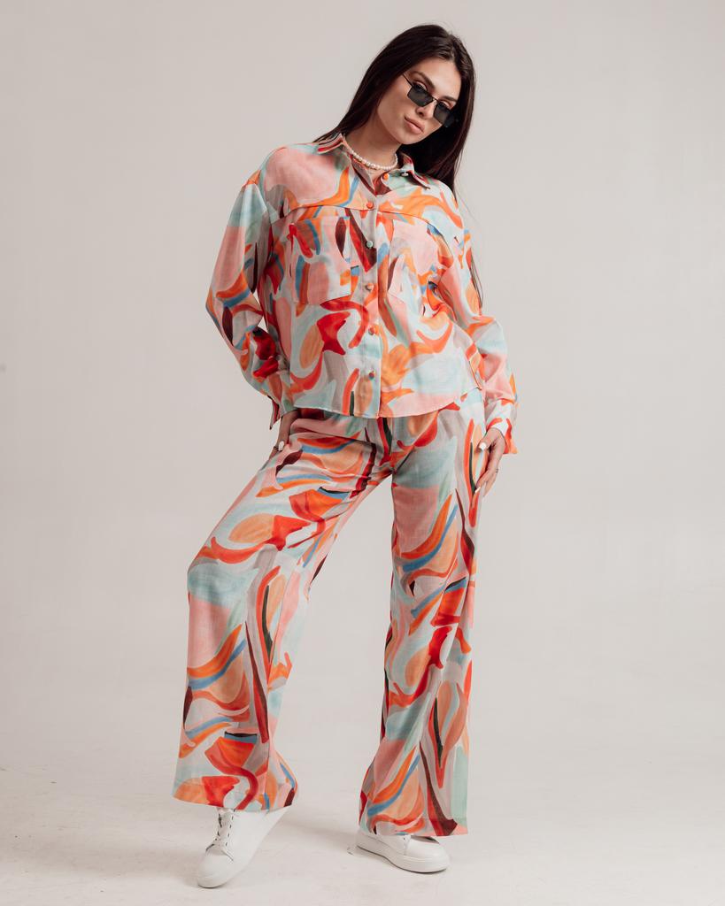 Костюм женский IDYL 8016 S (36) разноцветный (рубашка, брюки)