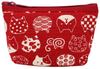 Kyosuke Made In Japan Cotton Mini X Coin Small Item Japanese Red Pouch, Approx. 8.5 13cm, Case, Case, Makeup, Pattern, Cat, Nyankomon,