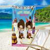 proof beach towel with a Monchhichi1 pattern - soft,absorbent,quick-drying,machine washable - perfect for swimming,camping,bathing