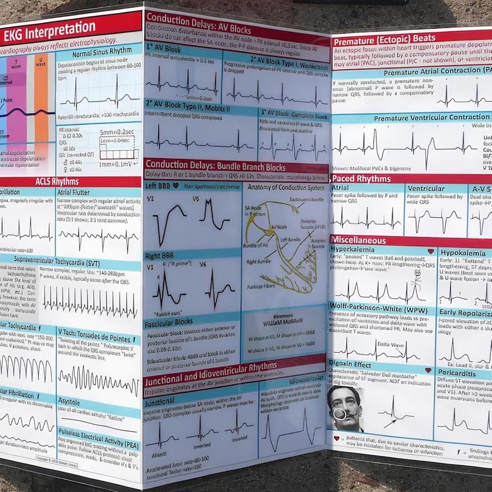 EKG Pocket Guide EKG Rhythm Interpretation Compact Portable Reference Card Rapid Interpretation EKG Pocket Nurses Gui