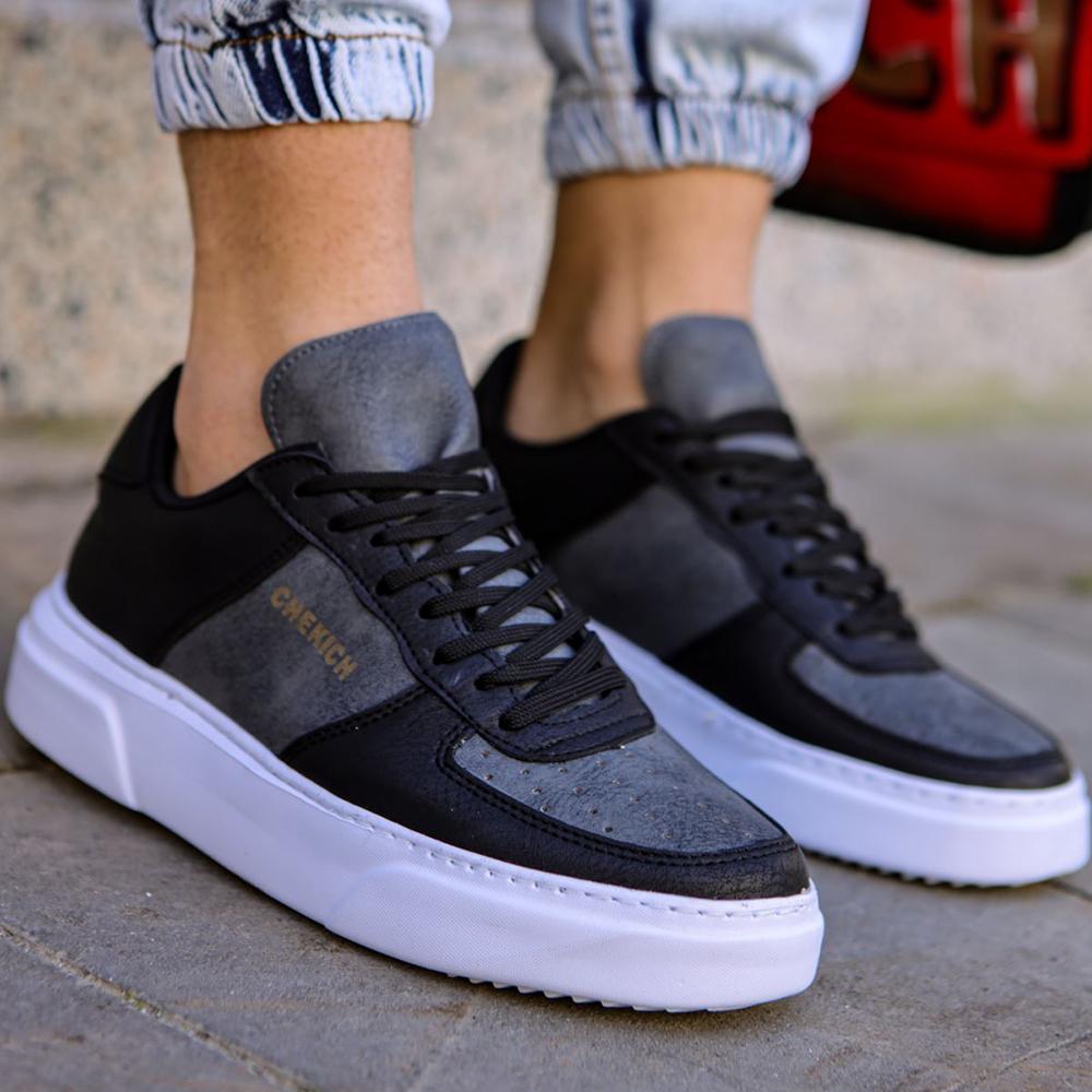 Chekich Мужская обувь черного цвета из искусственной кожи на шнуровке Осенний сезон Кроссовки Повседневная тенденция 2023 года Спортивная воздушная белая подошва CH087s Повседневная CH087