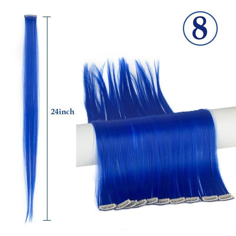 Multi Colors Hairpiece Straight Hair Extensions Hair Pieces Clip In Hair Extensions 55cm