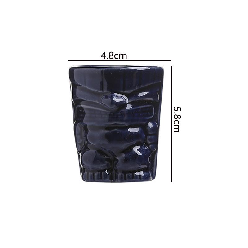 60ml Creative Cocktail Cup Tiki Mug Whiskey Liquor Mugs 2pcs Set Bule Ceramic Hawaiian Wine Glass Party Personalized Decorations