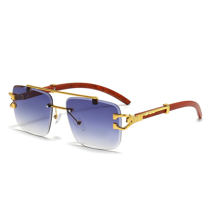 Солнцезащитные очки без оправы женские солнцезащитные очки с двойной оправой квадратные деревянные солнцезащитные очки с изображением головы леопарда мужские