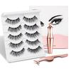 3 Pairs/Set Magnetic Eyelashes Liquid Eyeliner & Tweezer Waterproof Long Lasting Eyelashes