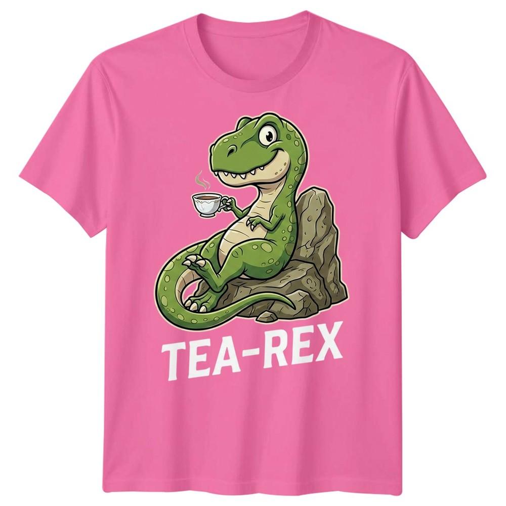 Tea Rex Funny Dinosaur Drinking Tea Unisexs T Shirt Graphic Novelty Tee