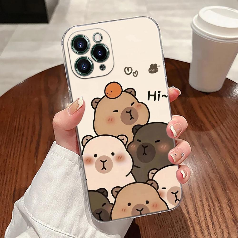Капибара Милый Прозрачный Чехол Для Apple iPhone 17 16 15 14 13 12 11 Pro Max 16 Plus 16E 17Air 17Pro Чехол Для Телефона Силиконовый Funda