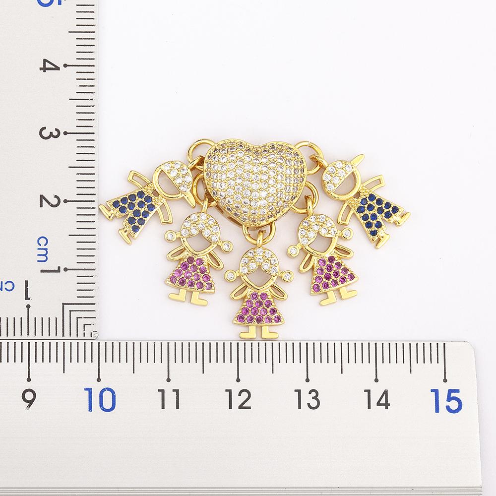 Nidin Personalized Gold Plated Boy Girl Kids Heart Pendant Zircon Necklace Mom Child Birthday Colar Mother's Day Gift Jewelry