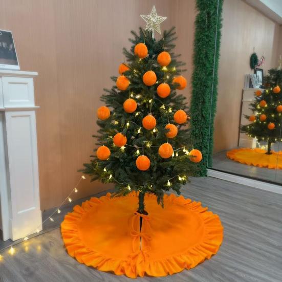 Yousheng Velvet Christmas Tree Skirt 48 Inch Ruffled Holiday Tree Skirt Rustic Xmas Tree Decoration Soft Festive Tree Apron for Cozy Celebrations