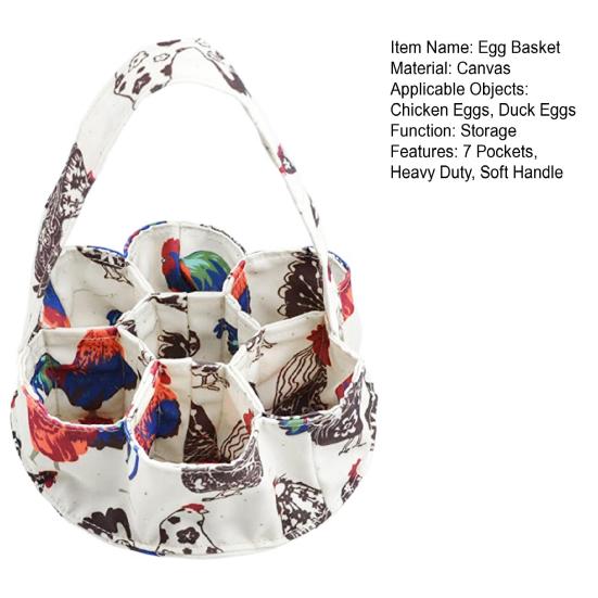 Корзина для сбора яиц, 7 карманов, сверхпрочная холщовая сумка для хранения курицы, утки, гуся, куриных яиц, сумка для сбора яиц