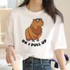 Capybara T Shirt Women Print Summer White Top Cotton T-shirt Graphic Tees Women Vintage Streetwear 90s Plus Size Tshirt Female