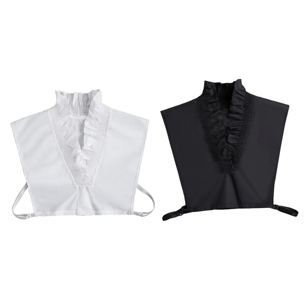 Wrinkled Ruffles False Collar Versatile Sweater Solid Color False Collars Detachable Female Half Shirt Blouse False V Collar