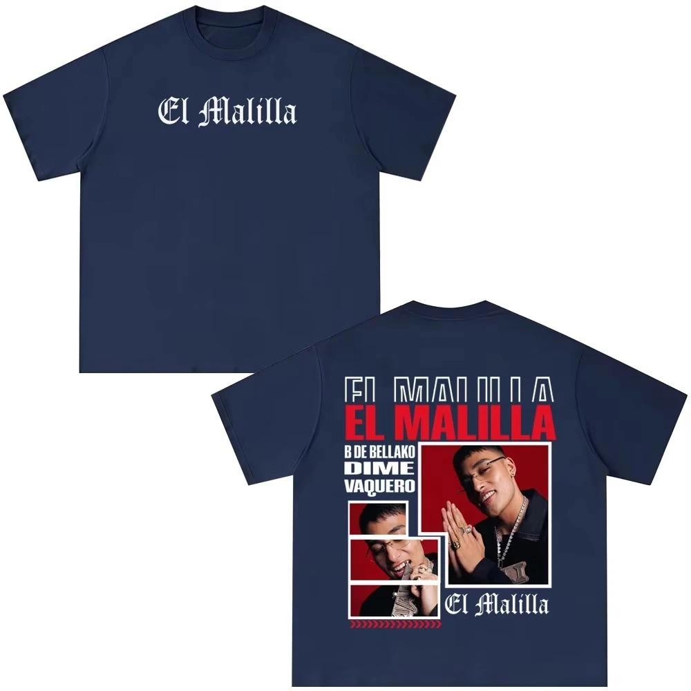 Unisex Women Hip-hop Casual T-shirts Singer El Malilla Album Print T-shirt Summer Short-sleeved Relaxed Casual Gothic Punk T-shirt