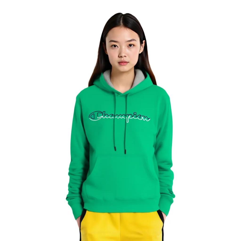 Champion Gradient Grass Stitched Logo Fleece Lined , US Version , Winter Sweatshirt Unisex Green (Unisex) Sweatshirts GF89H Y08126