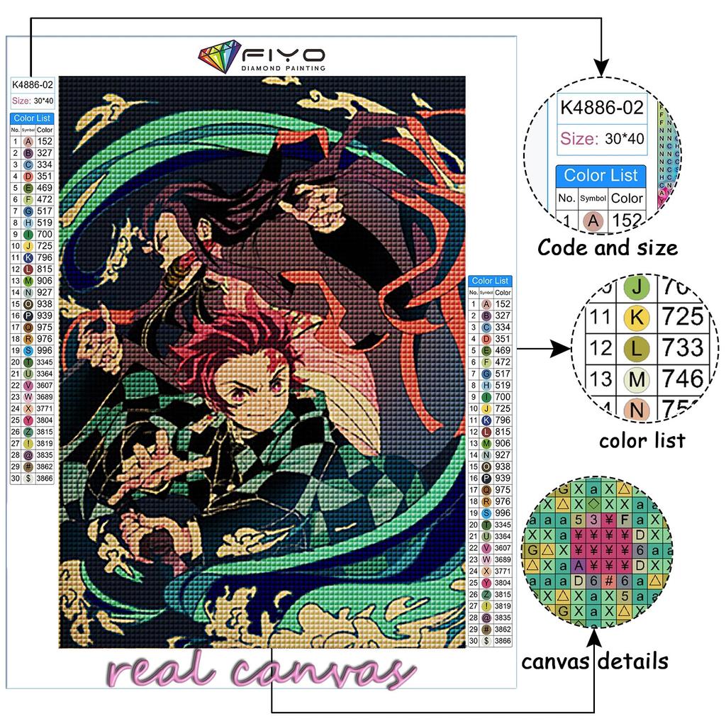 5D DIY Demon Slayer: Kimetsu No Yaiba Cross Stitch Rhinestones Diamond Drawing Embroidery Mosaic Home Decor