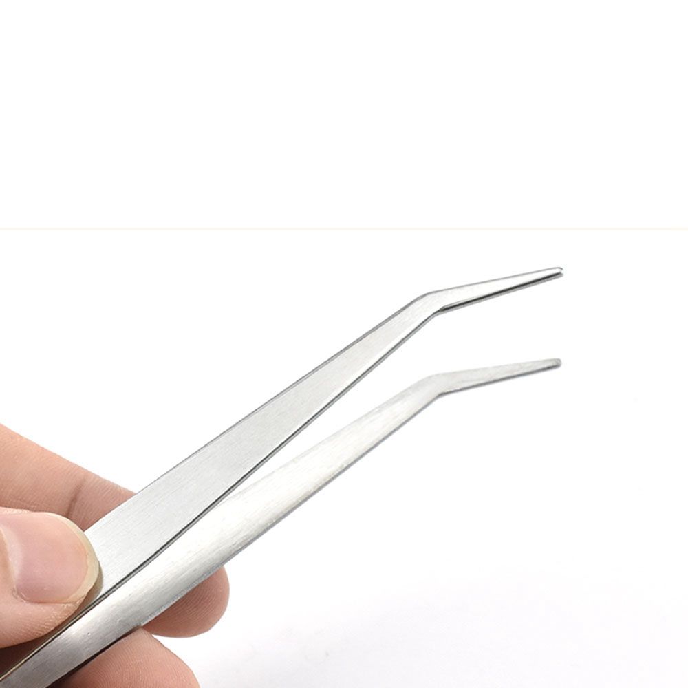Straight Elbow Silver Tone Eyebrow Clip Stainless Steel Tweezers Pliers Tool Phone Repair Tools
