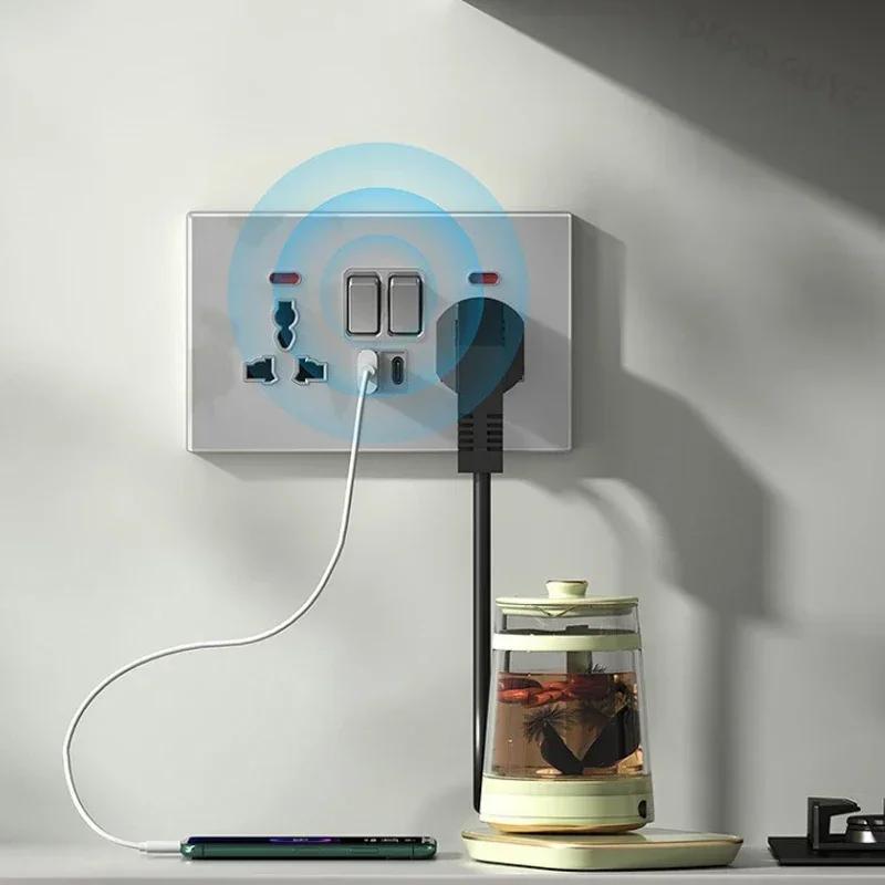 Universal Tempered Glass Dual 3 Pin Power outlet,UK 13A Wall Plug Socket with 20W Fast charge,Home Electrical 2way Light Switch
