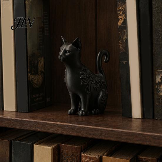 3D-печатная статуэтка кошки, Черные фигурки, Многоцелевой держатель для благовоний, Мини-цветочный ретро-горшок, Настольный органайзер для хранения, для домашнего декора и любителей