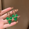 Fashion Beautiful Green Heart Metal Drop Earrings  New Korean Style