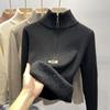 Новая универсальная базовая рубашка из утолщенного бархата и интегрированного бархата для женщин с внутренним свитером с полуводолазкой