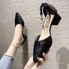 Fashion Net Red Baotou Sandals Women's Spring New Pointed Toe Shoes with Thick Heels and Small Fragrances In The Middle and High Heels
