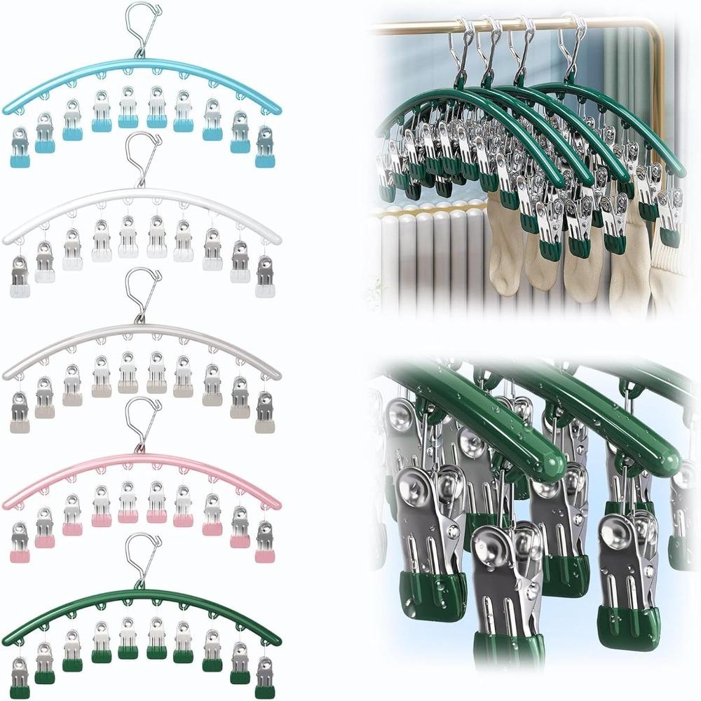 Stainless Steel Drying Rack With 10 Hold Clips Yoga Pants Hanger New Leggings Organizer for Home