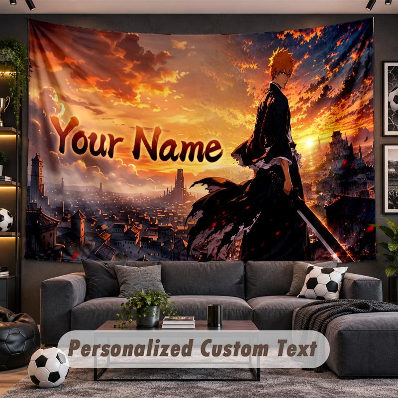 Bleach anime Personalized Tapestry Support Custom Name, Wall Art Home Decoration