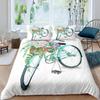 Комплект пододеяльников с акварельным рисунком, бирюзовый велосипед с красивым принтом корзины с цветами, комплект постельного белья из 3 предметов, чехол для одеяла из полиэстера с рисунком велосипеда