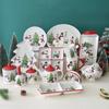 Christmas Snowman Dish and Plate Cutlery Kitchen Dressing Storage Jar Family Salad Bowl Teapot Set Ceramic Steak Flat Plate