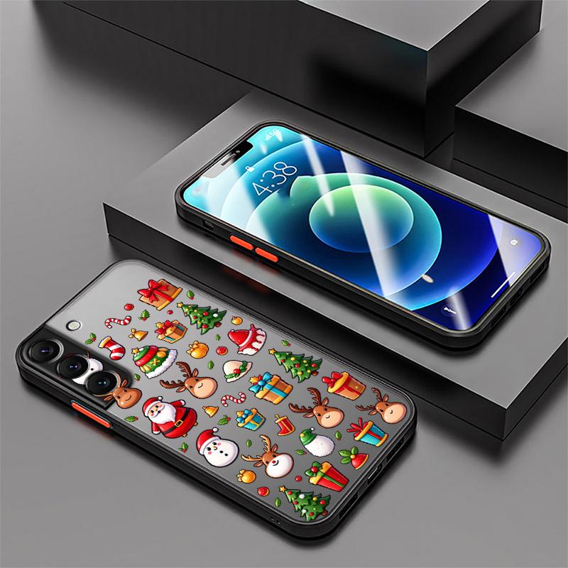 Cartoon Christmas Tree Pattern Case for Samsung Galaxy S25 Edge S9 S10 S20 S21 S23 Ultra S22 Plus S24 FE Back Phone Cover