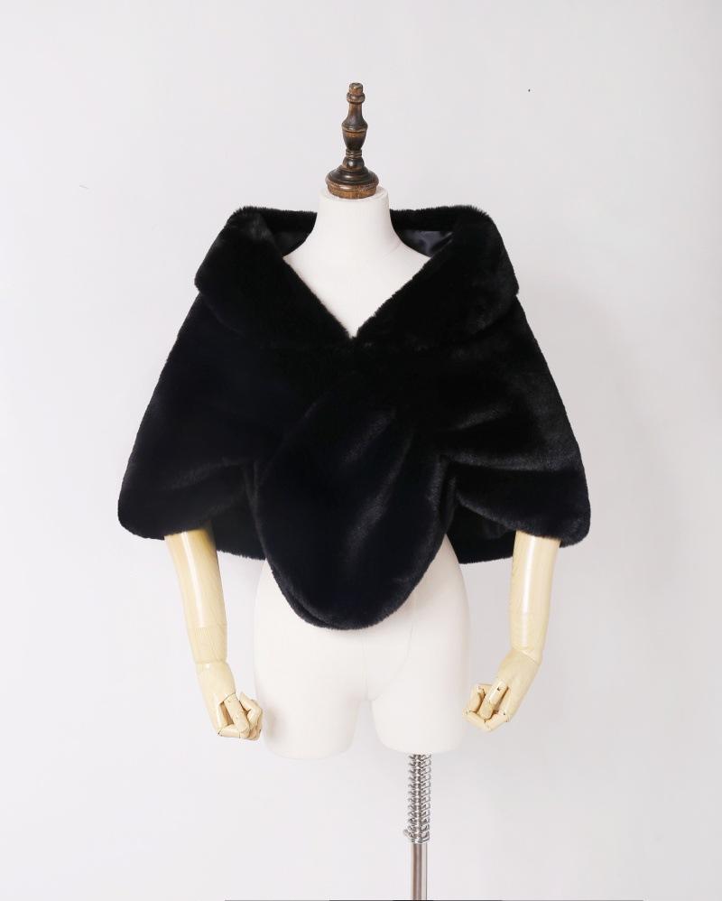 Bride fox fur cape shawl fluffy cos cape
