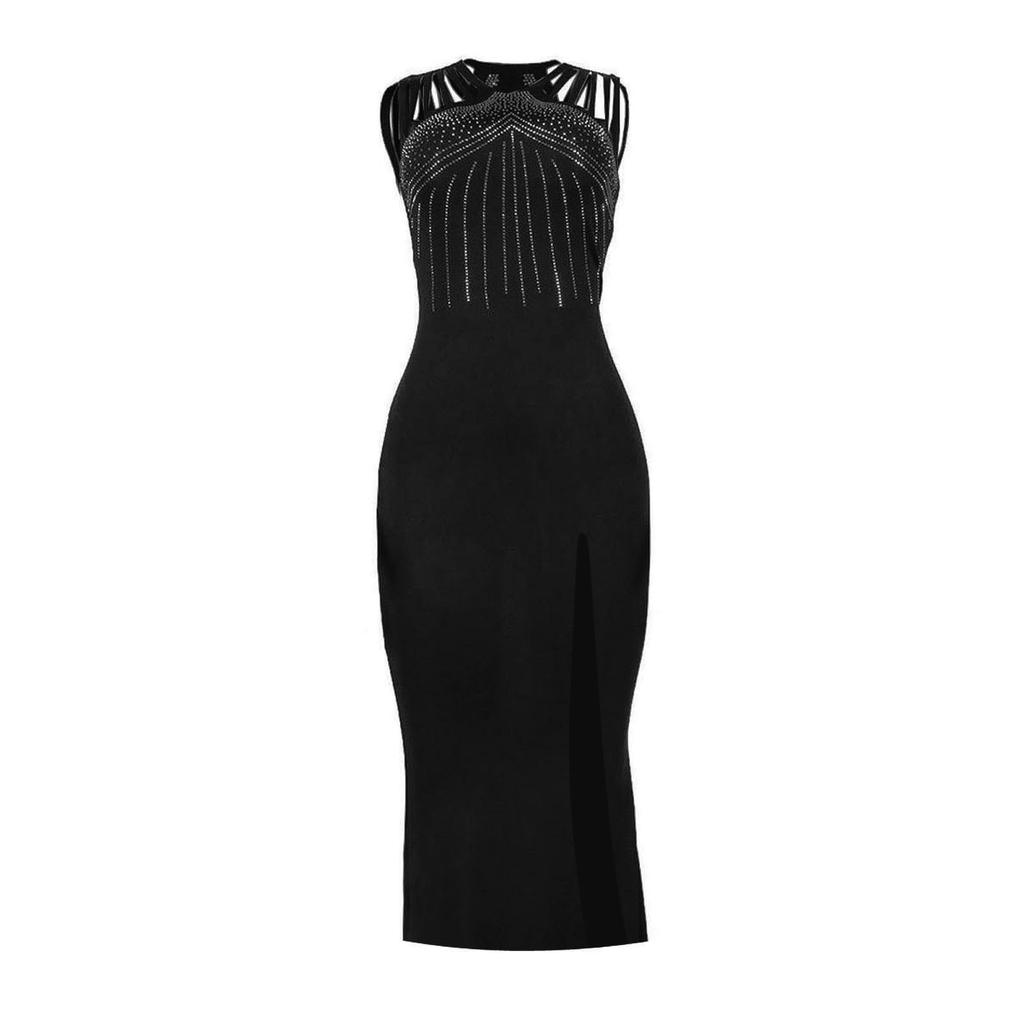 Women's Slim Fit Drilling Split Hip Package Hip Dress Nightclub Party Dress