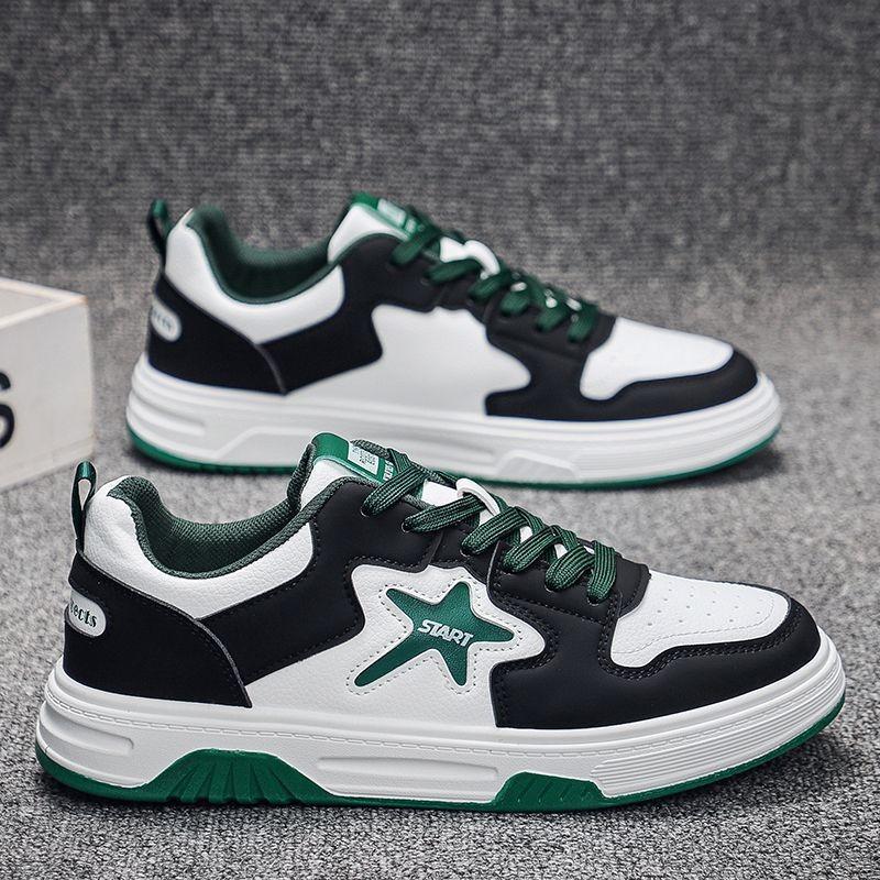 Mens Soft Sole Fashion Versatile Casual Sports Leather Upper Skateboard Shoes
