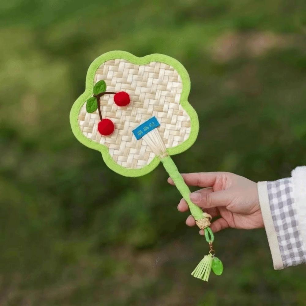 Vintage Portable Fan Flower Shaped Cooling Fan Creative Straw Fan  Home Decor