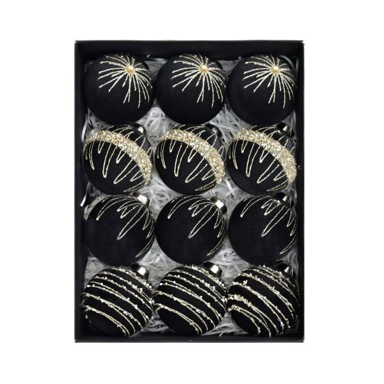 12 шт. Бархатные елочные шары, флокированные рождественские шары, небьющиеся пластиковые шары