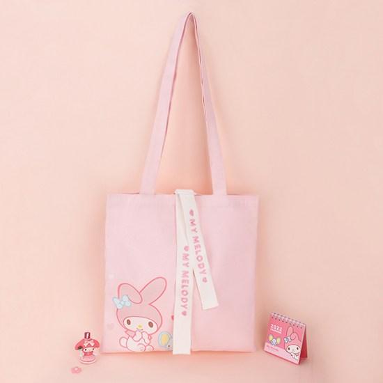 Sanrio My Melody Kuromi Daily Eco Bag Strap Canvas Bag School Bag, a Popular Character In Korea